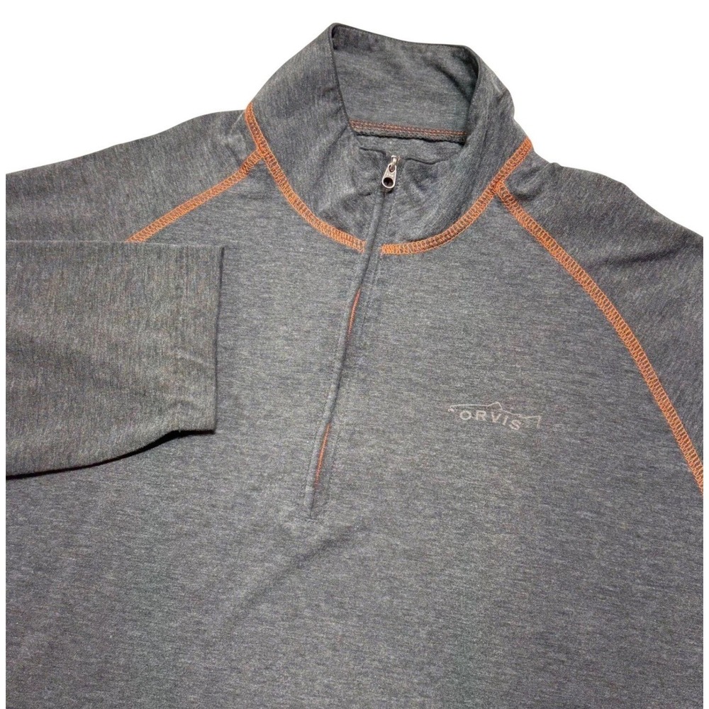 Orvis Trout Bum Mens Size‎ M Gray Quarter Zip Pullover Long Sleeve Shirt Fishing